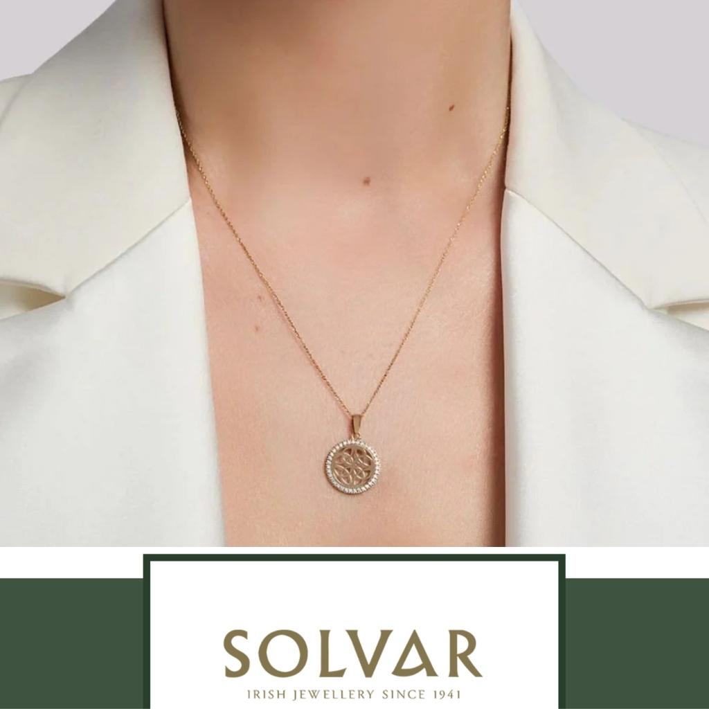 10K Gold Four Trinity Round Celtic Knot Necklace