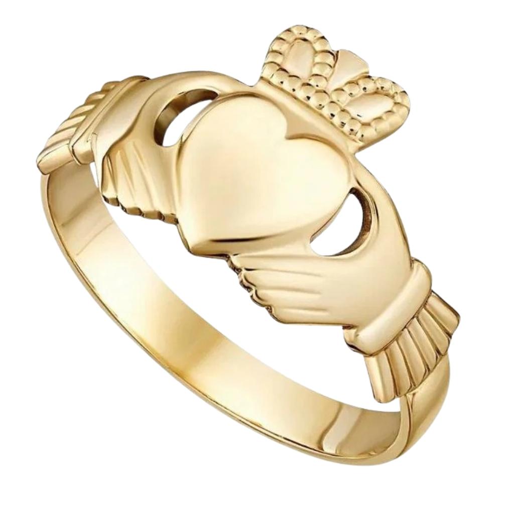 10K Gold Mens Claddagh Ring