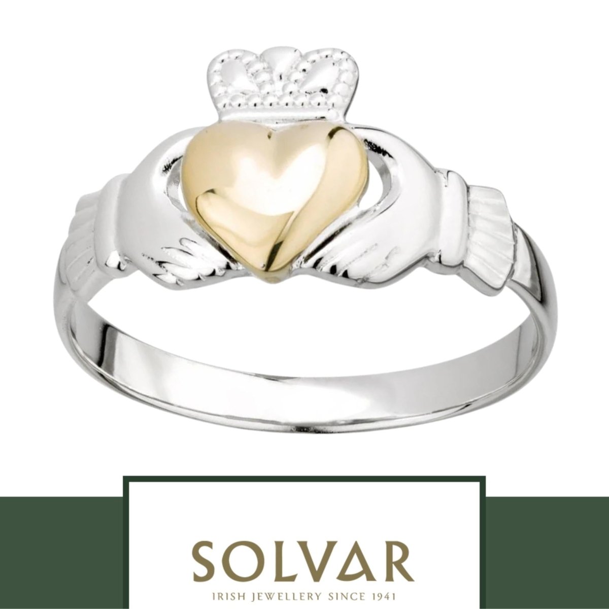10K Gold and Sterling Silver Claddagh Ring