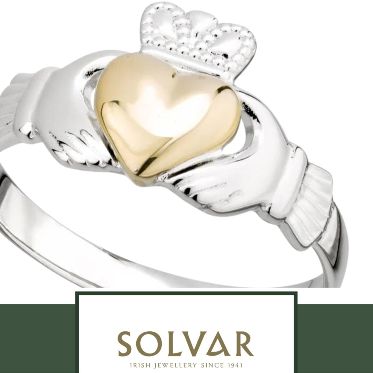 10K Gold and Sterling Silver Claddagh Ring