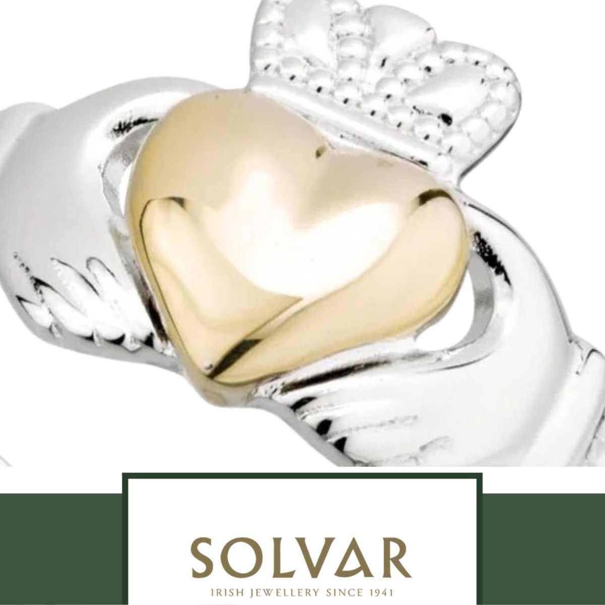 10K Gold and Sterling Silver Claddagh Ring