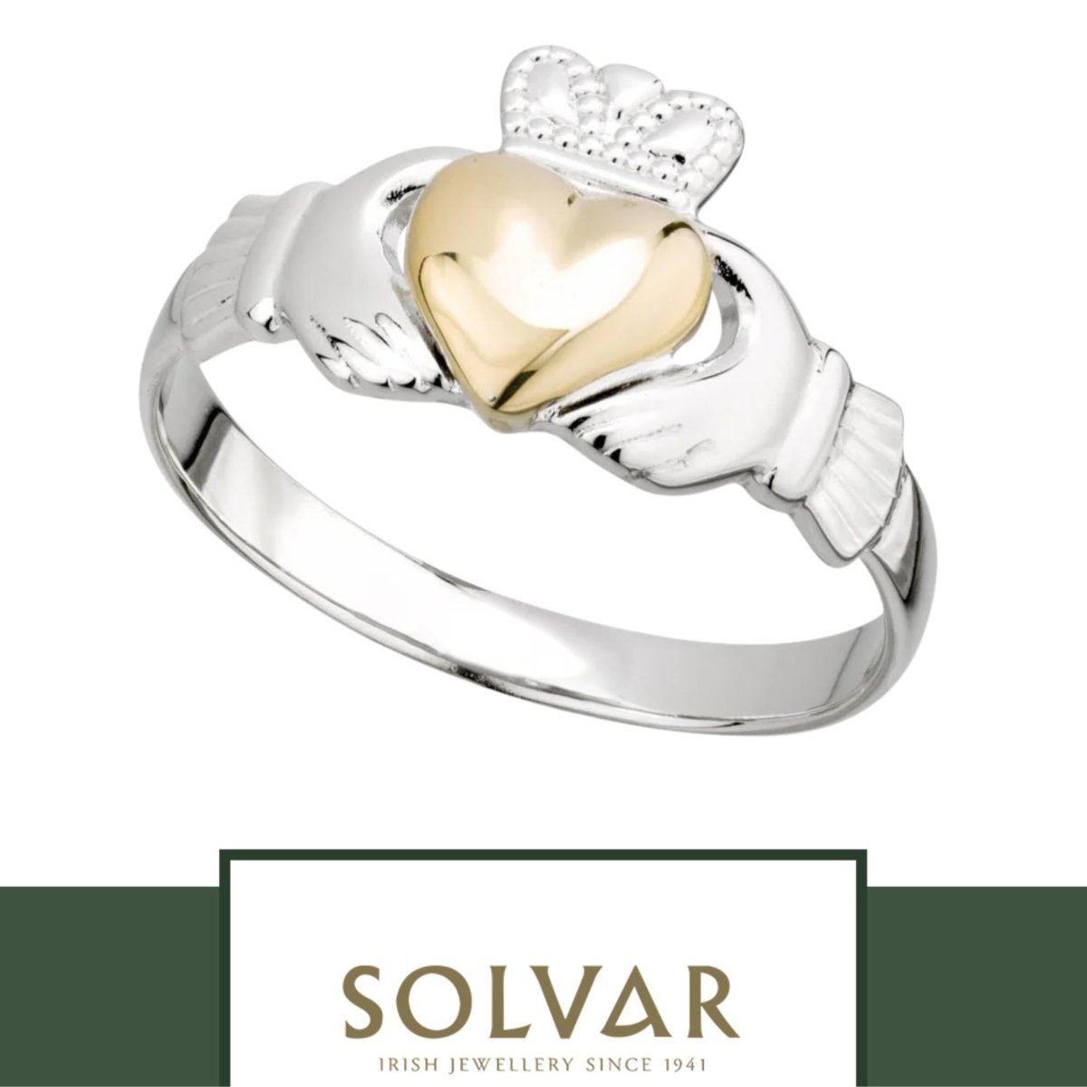 10K Gold and Sterling Silver Claddagh Ring