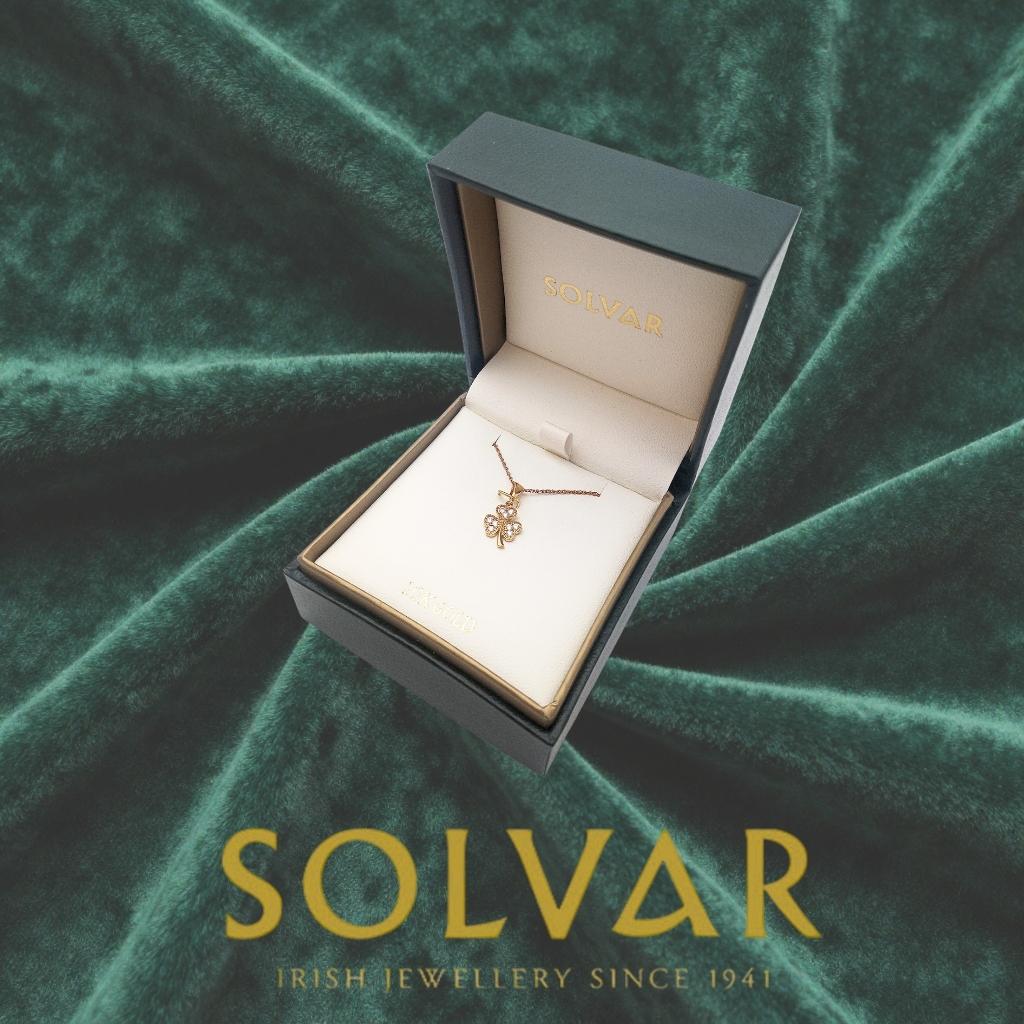 10K Gold CZ Shamrock Necklace- Multi CZ Stones