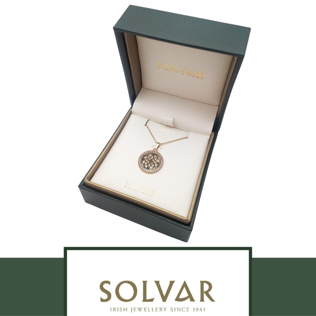 10K Gold Four Trinity Round Celtic Knot Necklace