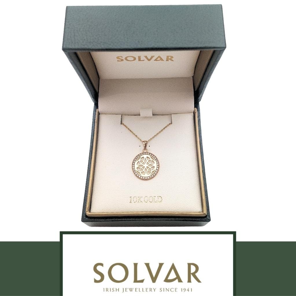 10K Gold Four Trinity Round Celtic Knot Necklace