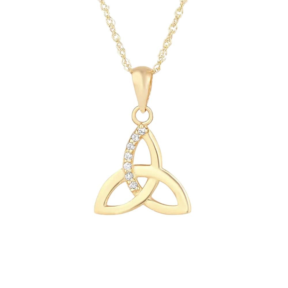 10K Gold Trinity Knot Necklace with CZ