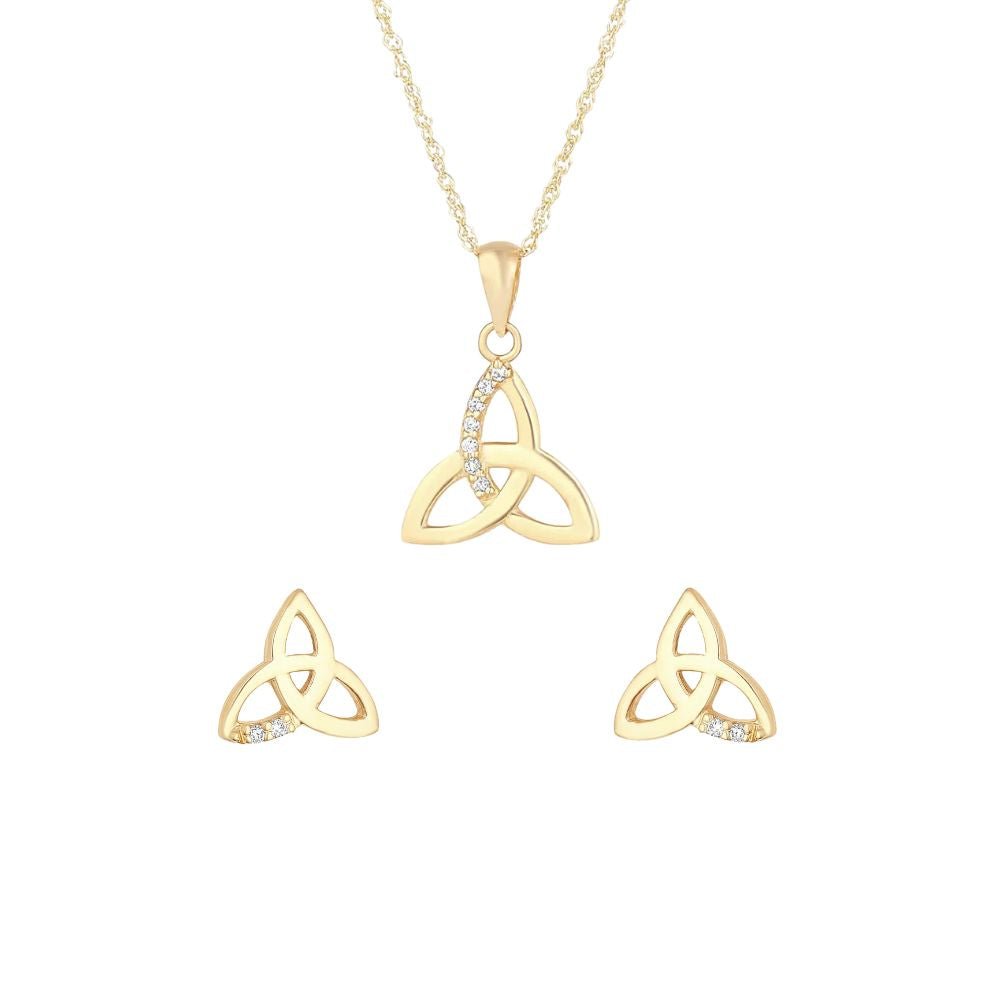 10K Gold Trinity Knot Necklace with CZ