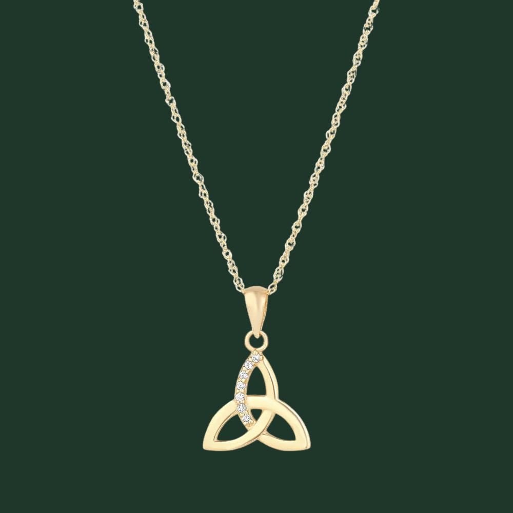 10K Gold Trinity Knot Necklace with CZ