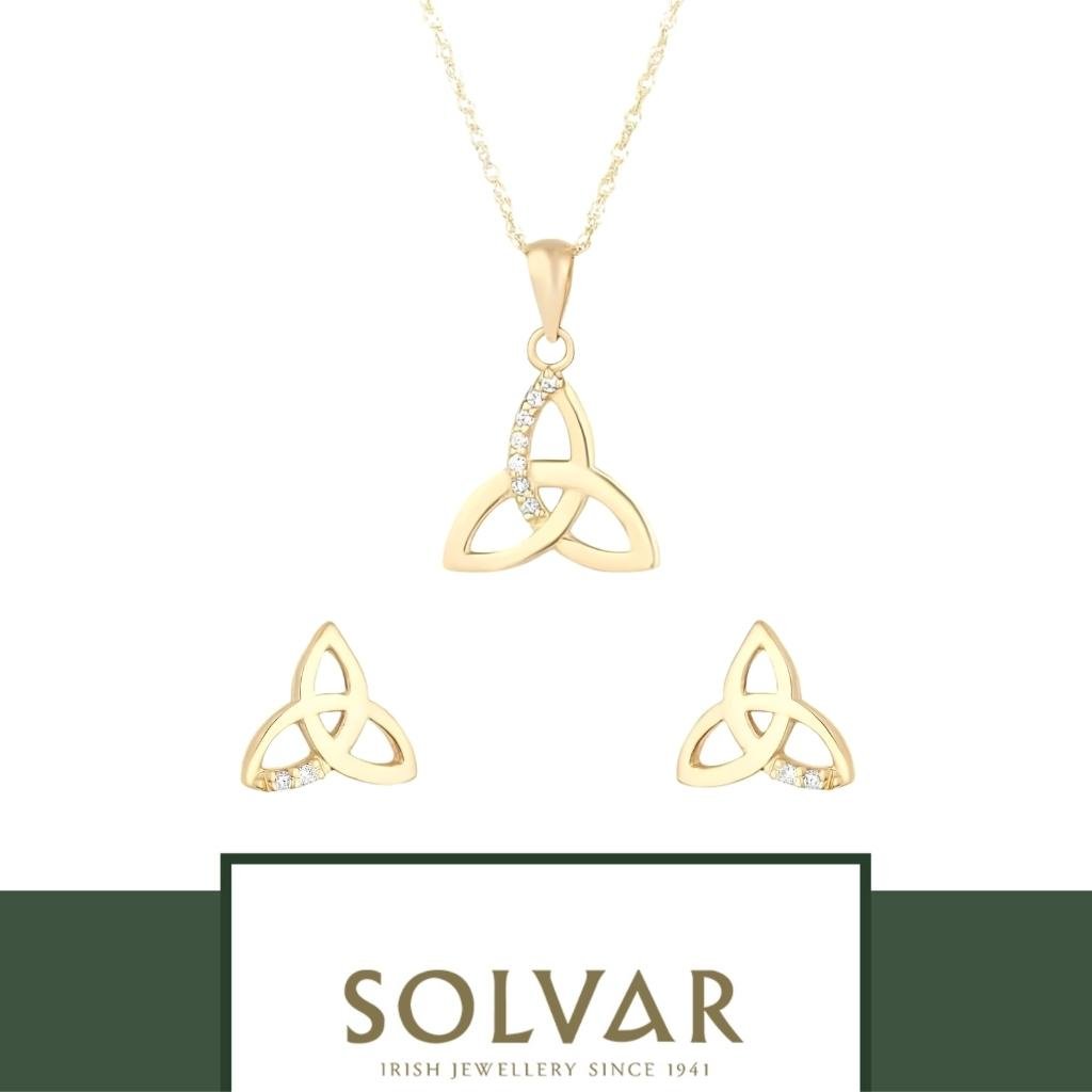 10K Gold Trinity Knot Stud Earrings with CZ