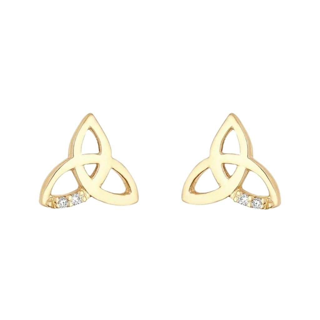 10K Gold Trinity Knot Stud Earrings with CZ