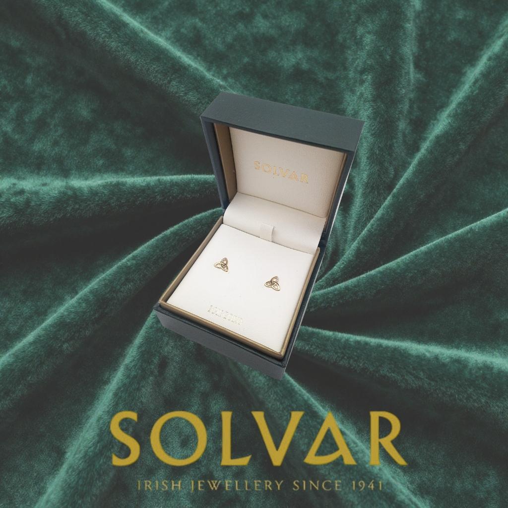 10K Gold Trinity Knot Stud Earrings with CZ