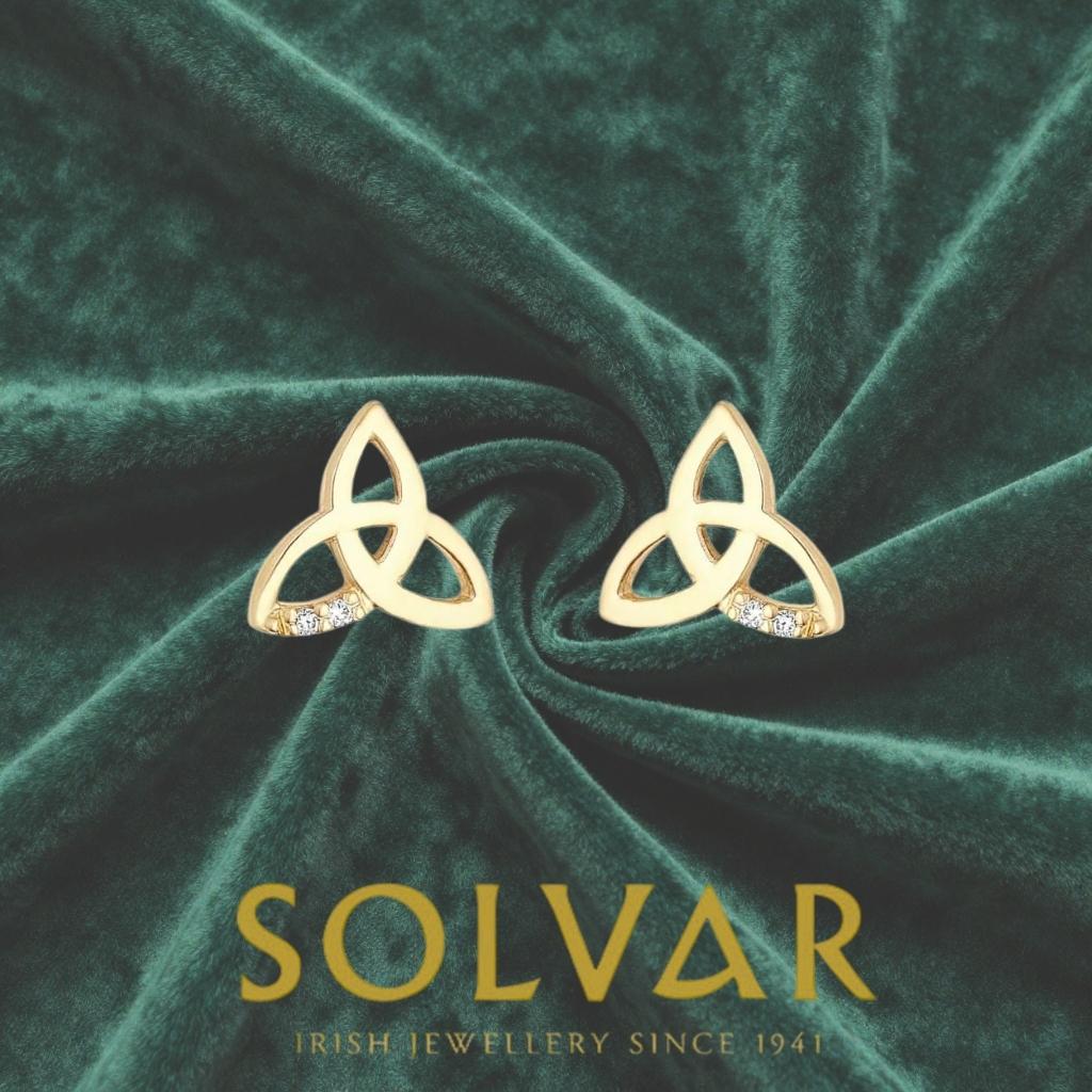 10K Gold Trinity Knot Stud Earrings with CZ