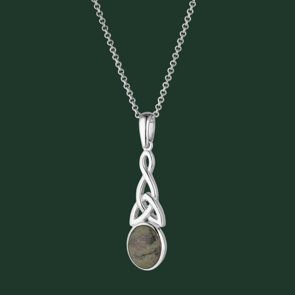 Connemara Marble And Sterling Silver Long Trinity Knot Necklace