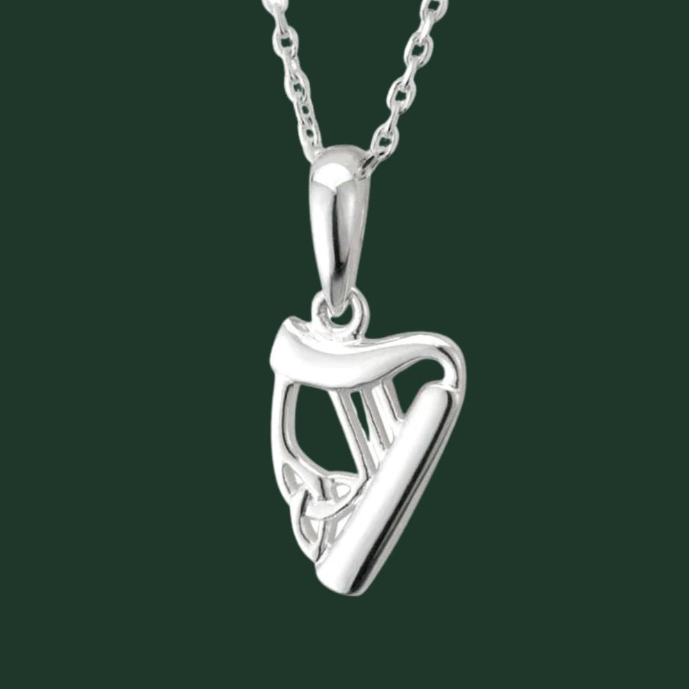 Sterling Silver Trinity Harp Necklace- Small
