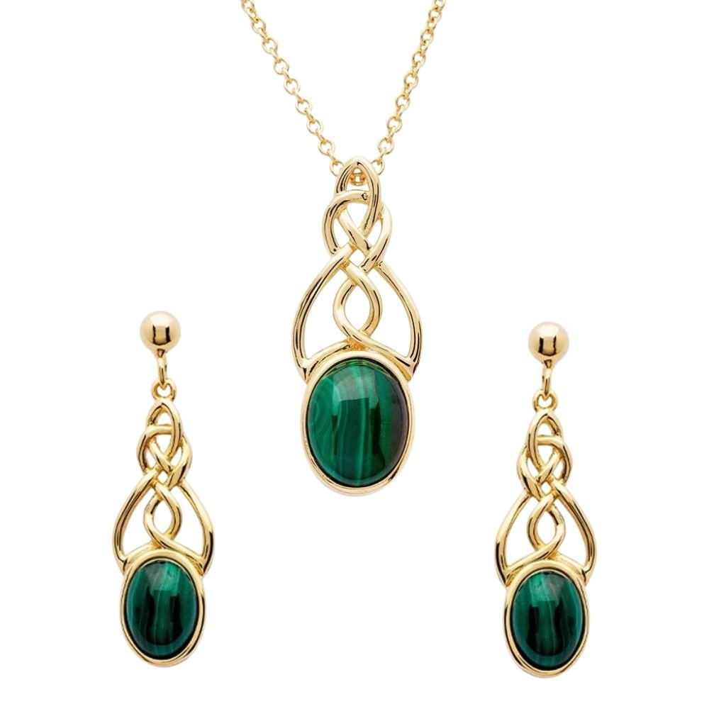 14k Gold Vermeil Celtic Knot Malachite Necklace