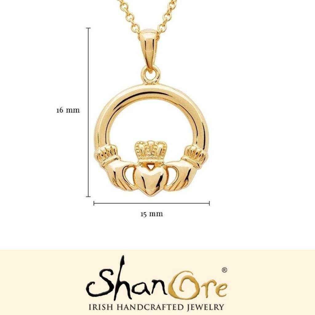 14K Gold Vermeil Claddagh Necklace