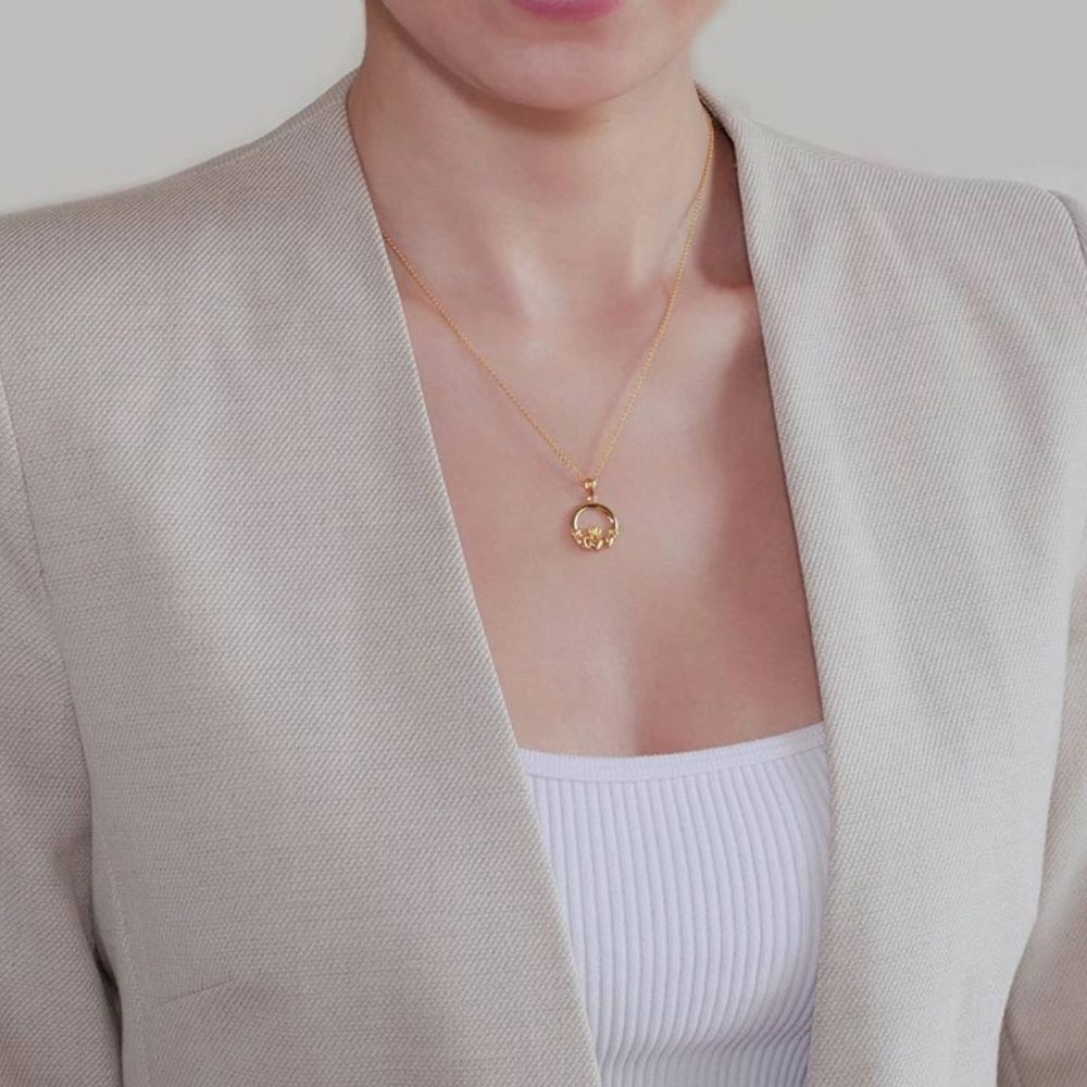 14K Gold Vermeil Claddagh Necklace