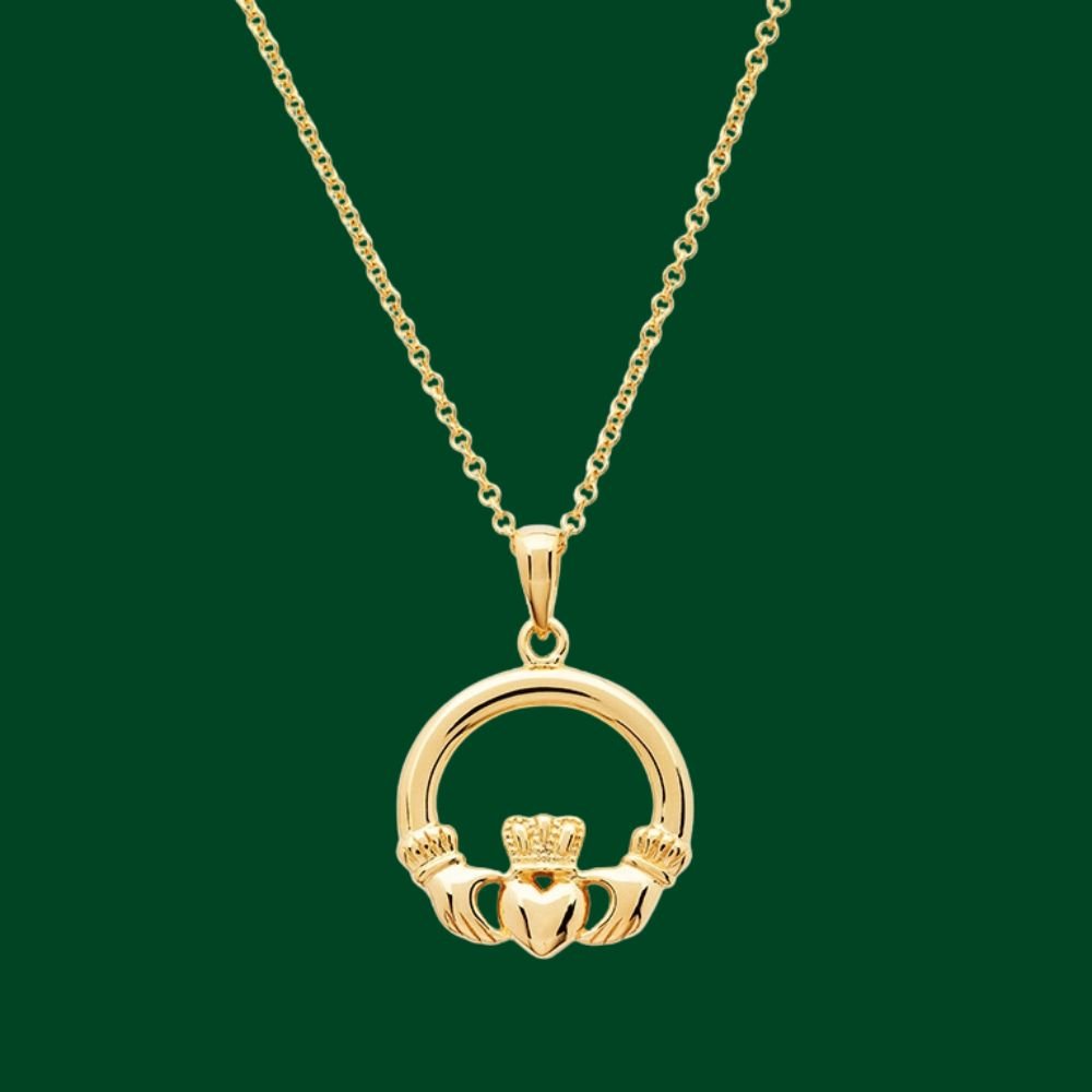 14K Gold Vermeil Claddagh Necklace