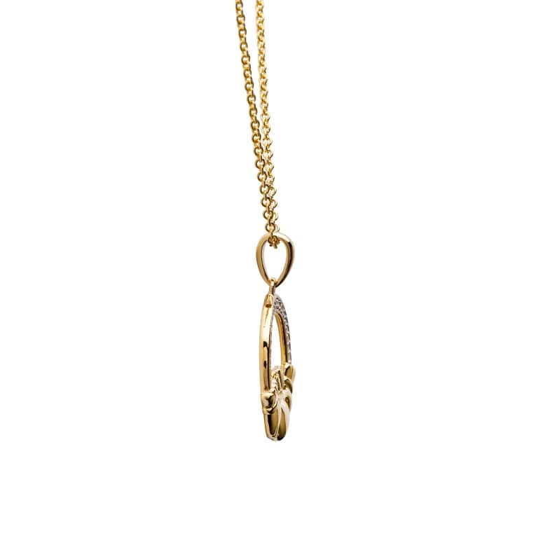 14K Gold Vermeil Claddagh Necklace With Cubic Zirconia - The Celtic Gift Store - Necklaces