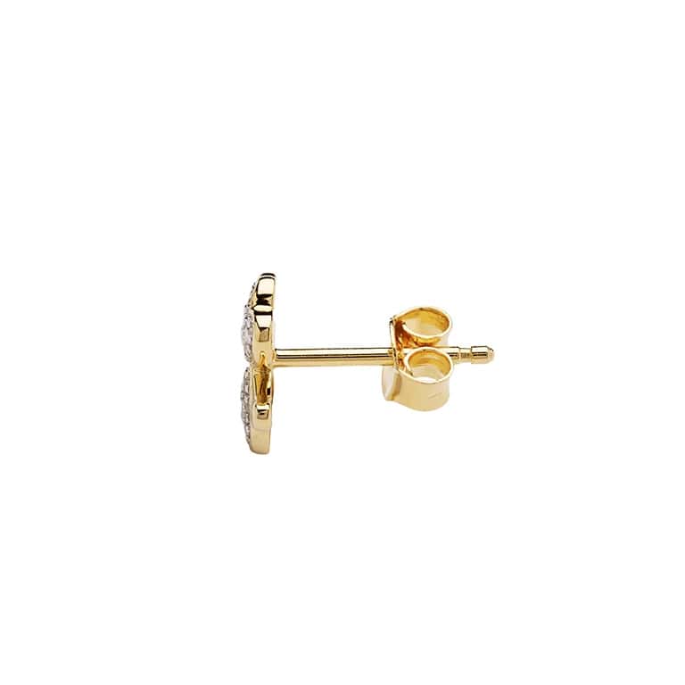 14K Gold Vermeil CZ Embellished Shamrock Stud Earrings - The Celtic Gift Store - Earrings