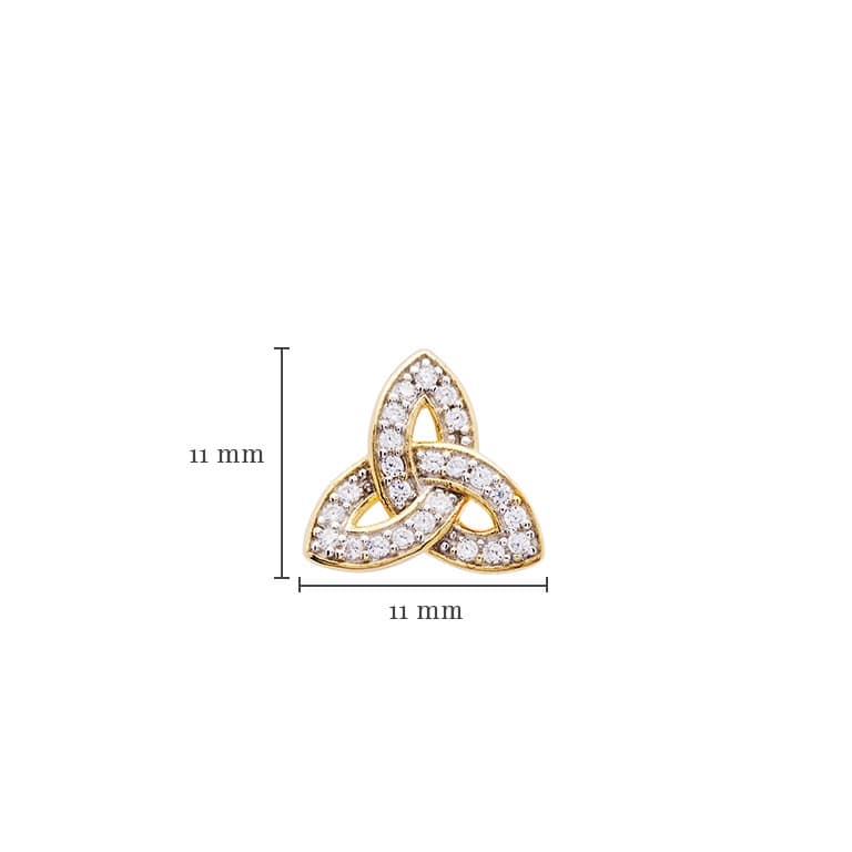 14K Gold Vermeil CZ Studded Trinity Knot Earrings - The Celtic Gift Store - Earrings