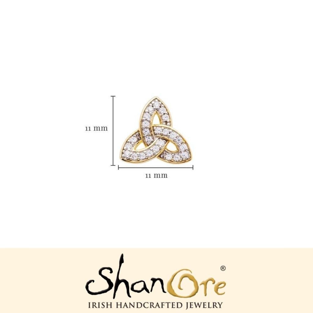 14K Gold Vermeil CZ Studded Trinity Knot Earrings