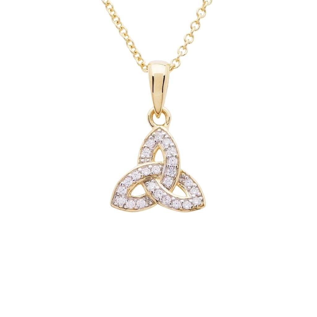 14K Gold Vermeil CZ Studded Trinity Knot Necklace