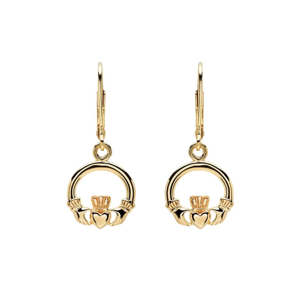 14K Gold Vermeil Drop Claddagh Earrings