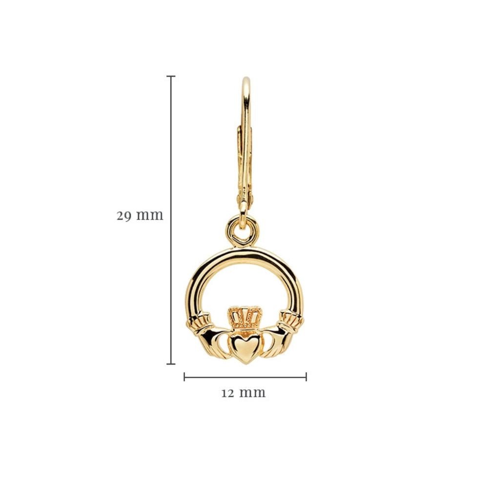 14K Gold Vermeil Drop Claddagh Earrings