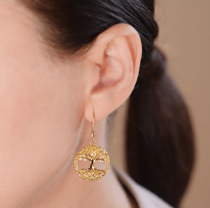 14K Gold Vermeil Filigree Celtic Tree of Life Earrings - The Celtic Gift Store - Earrings