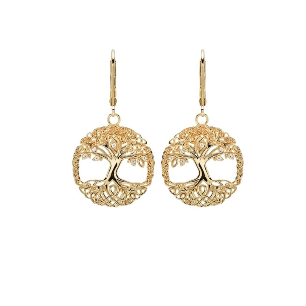 14K Gold Vermeil Filigree Celtic Tree of Life Earrings