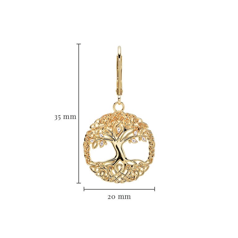 14K Gold Vermeil Filigree Celtic Tree of Life Earrings - The Celtic Gift Store - Earrings