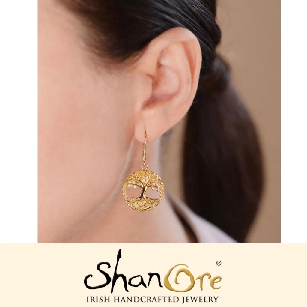 14K Gold Vermeil Filigree Celtic Tree of Life Earrings