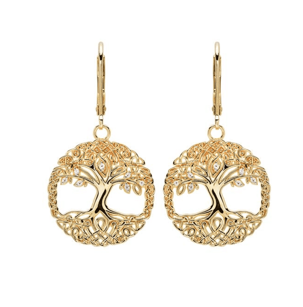 14K Gold Vermeil Filigree Celtic Tree of Life Earrings - The Celtic Gift Store - Earrings