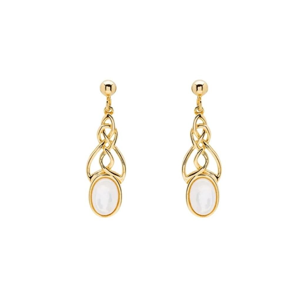 14k Gold Vermeil Mother of Pearl Celtic Knot Earrings