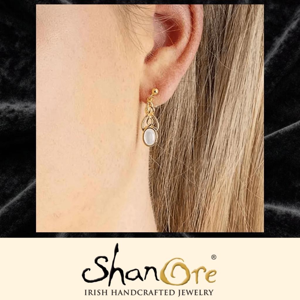 14k Gold Vermeil Mother of Pearl Celtic Knot Earrings