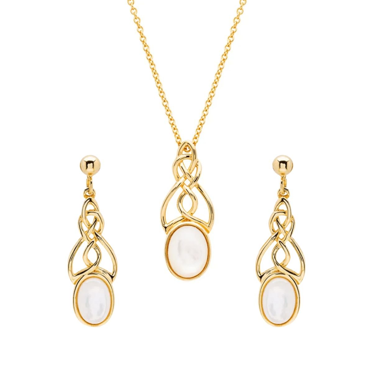 14k Gold Vermeil Mother of Pearl Celtic Knot Earrings