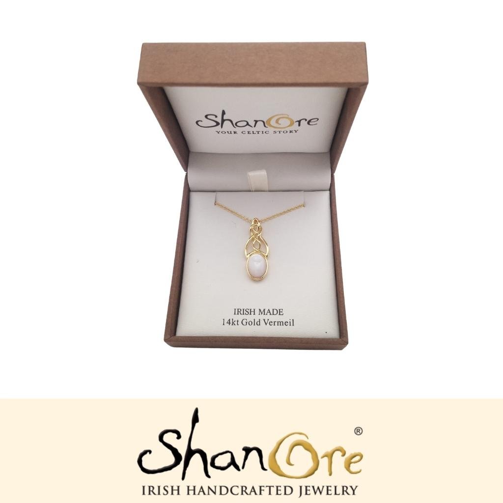 14k Gold Vermeil Mother of Pearl Celtic Knot Necklace