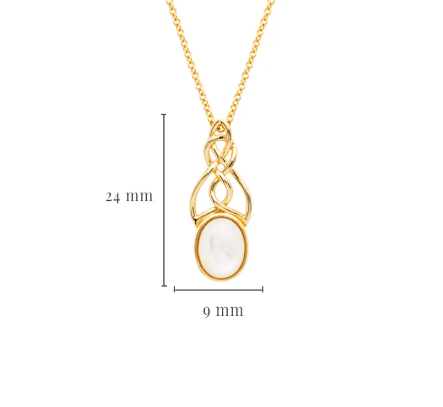 14k Gold Vermeil Mother of Pearl Celtic Knot Necklace - The Celtic Gift Store - Necklaces