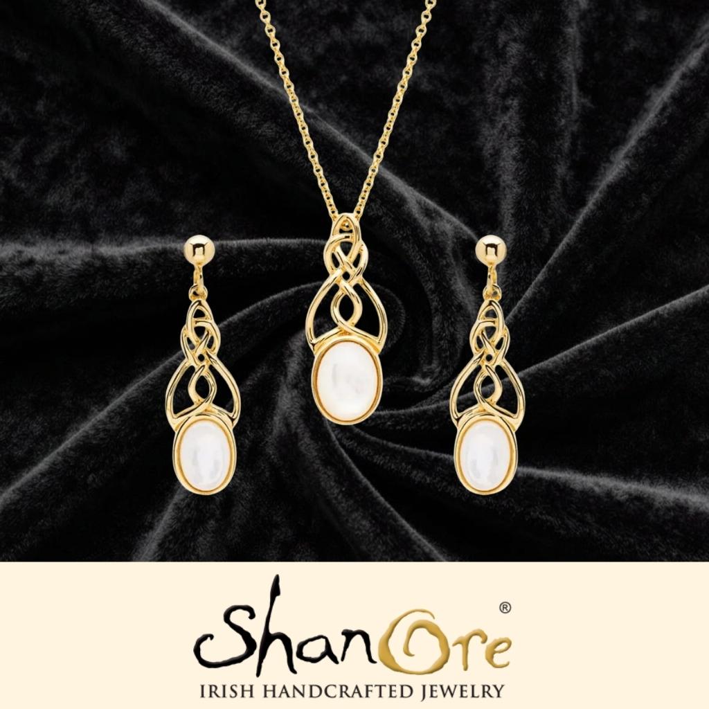14k Gold Vermeil Mother of Pearl Celtic Knot Necklace