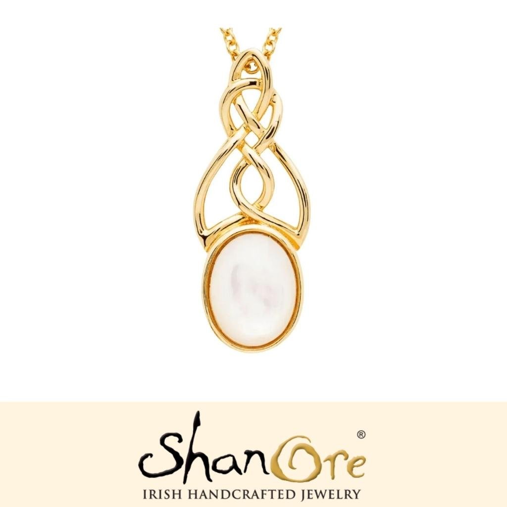 14k Gold Vermeil Mother of Pearl Celtic Knot Necklace