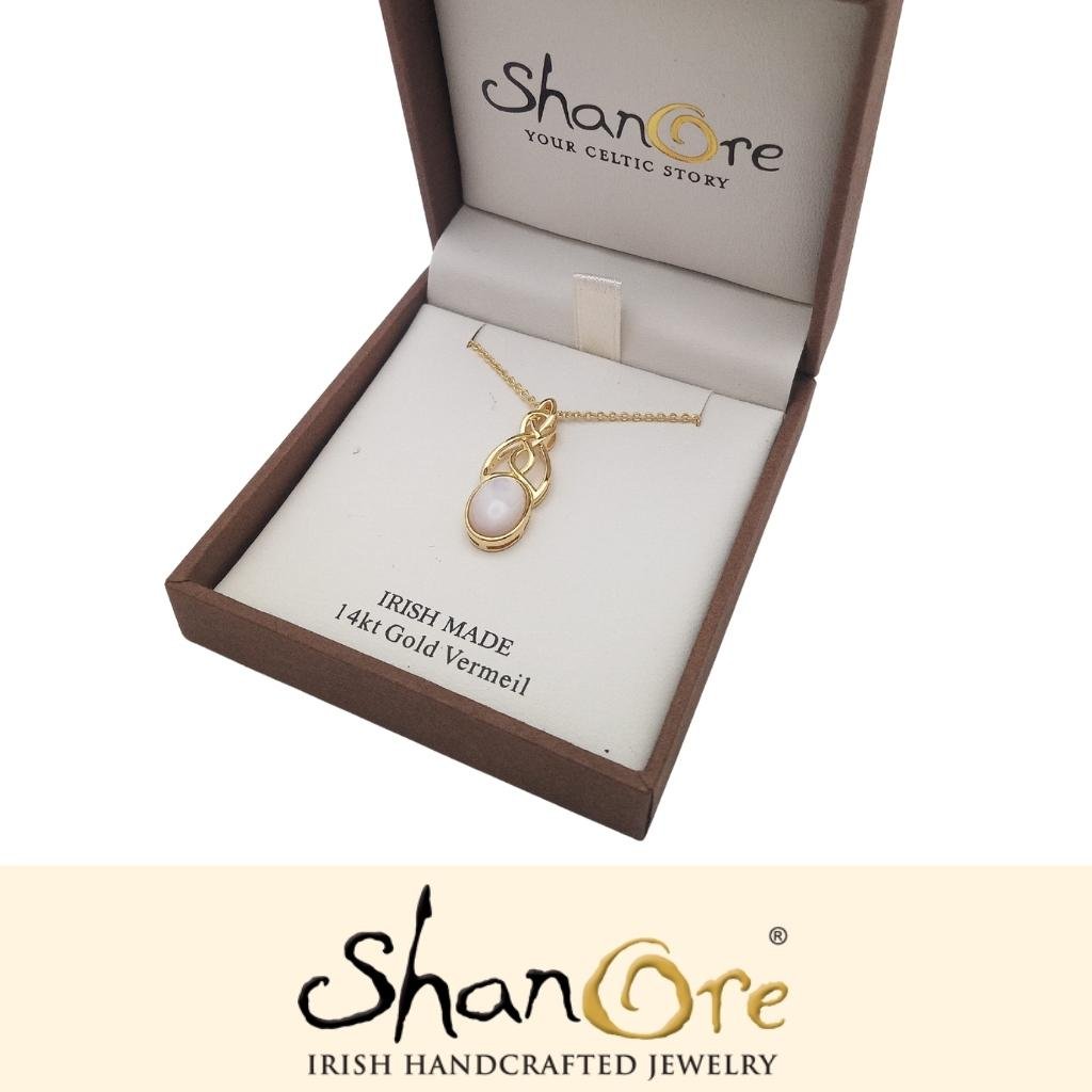 14k Gold Vermeil Mother of Pearl Celtic Knot Necklace