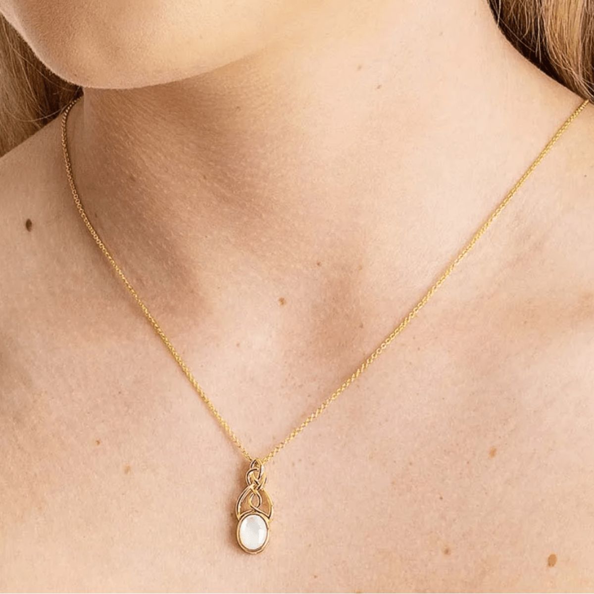 14k Gold Vermeil Mother of Pearl Celtic Knot Necklace