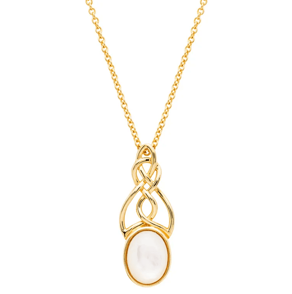 14k Gold Vermeil Mother of Pearl Celtic Knot Necklace - The Celtic Gift Store - Necklaces