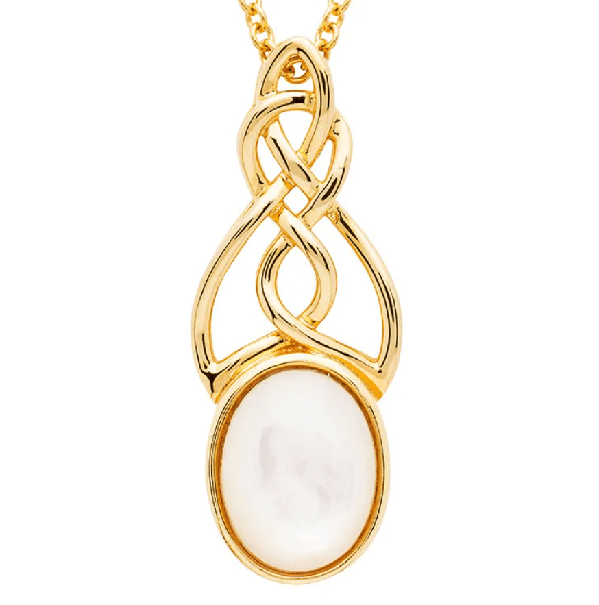 14k Gold Vermeil Mother of Pearl Celtic Knot Necklace - The Celtic Gift Store - Necklaces