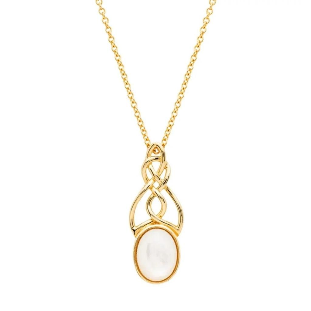 14k Gold Vermeil Mother of Pearl Celtic Knot Necklace