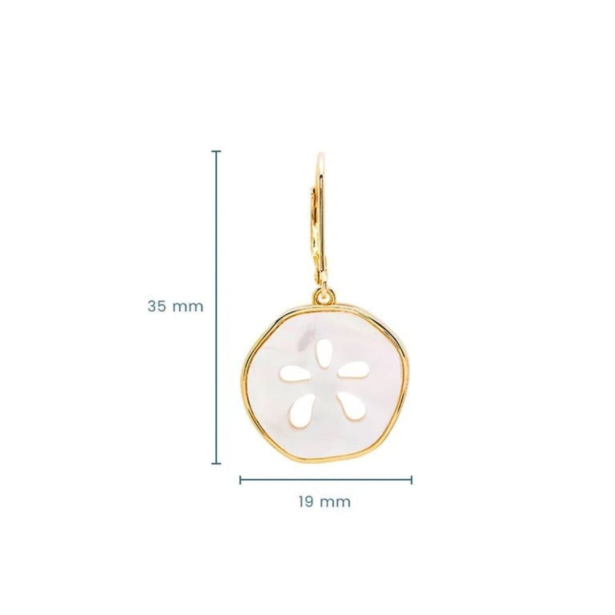 14k Gold Vermeil Mother of Pearl Sand Dollar Drop Earrings