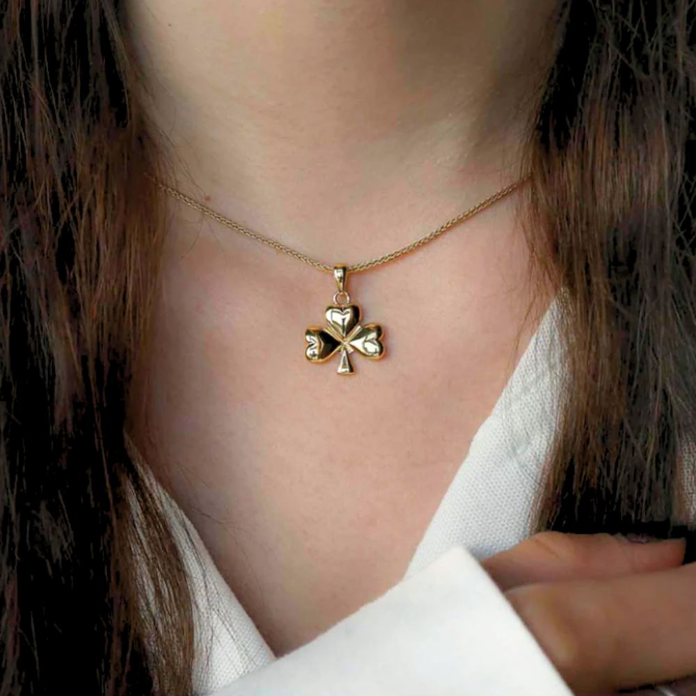 14k Gold Vermeil Shamrock Necklace