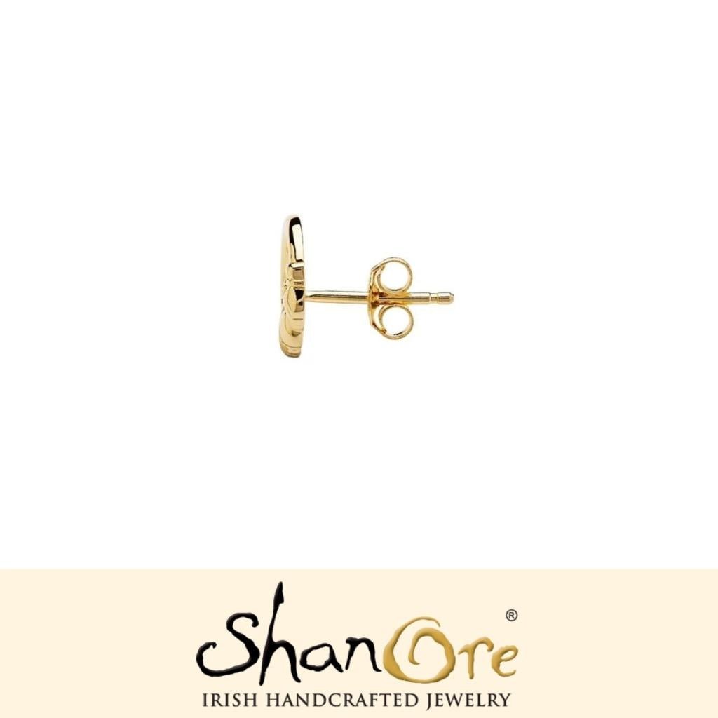 14K Gold Vermeil Stud Claddagh Earrings