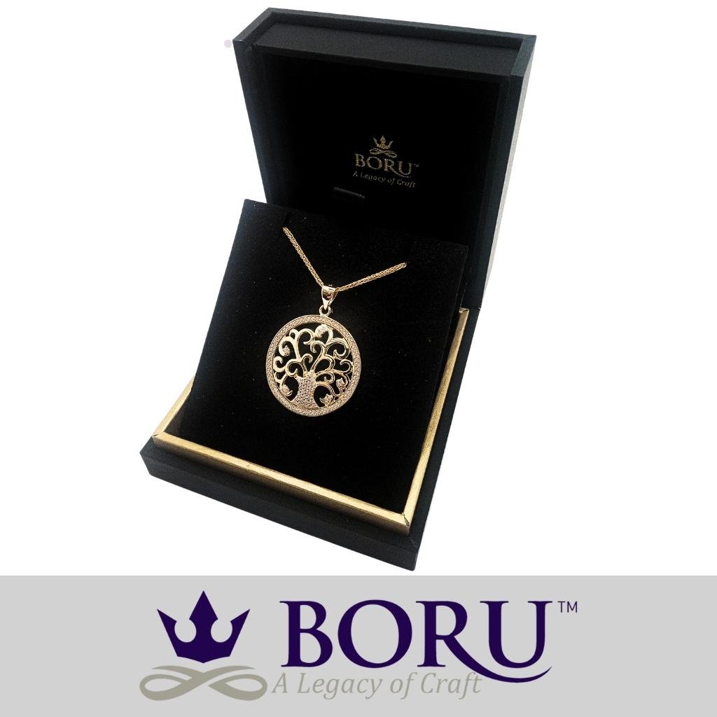 14k Gold Vermeil Tree of Life Necklace with CZ Stones
